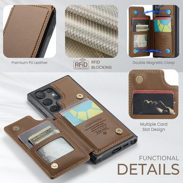 Samsung Galaxy S22 Ultra 5G Caseme C22-etui RFID-kortpung - Brun