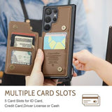 Samsung Galaxy S22 Ultra 5G Caseme C22-etui RFID-kortpung - Brun