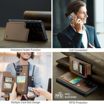 Samsung Galaxy S22 Ultra 5G Caseme C22-etui RFID-kortpung - Brun
