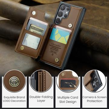 Samsung Galaxy S22 Ultra 5G Caseme C22-etui RFID-kortpung - Brun