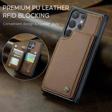 Samsung Galaxy S22 Ultra 5G Caseme C22-etui RFID-kortpung - Brun