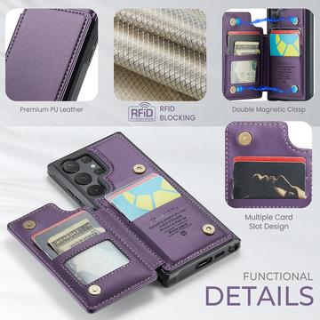 Samsung Galaxy S22 Ultra 5G Caseme C22-etui RFID-kortpung - Lilla