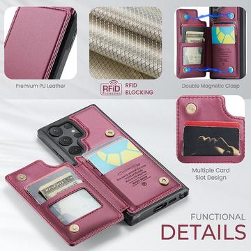 Samsung Galaxy S22 Ultra 5G Caseme C22-etui RFID-kortpung - Rød