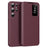 Samsung Galaxy S22 Ultra 5G Smart Clear View Flip etui med kortplads - Vinrød