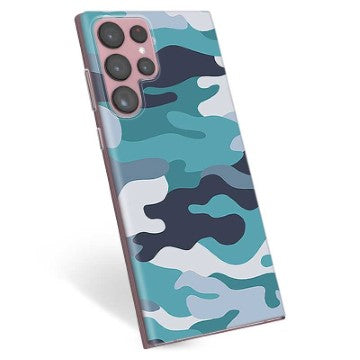 Samsung Galaxy S22 Ultra 5G TPU Cover - Blå Camouflage
