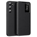 Samsung Galaxy S22+ 5G Smart Clear View Flip etui med kortplads - Sort