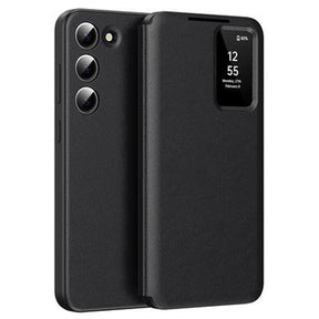 Samsung Galaxy S22+ 5G Smart Clear View Flip etui med kortplads - Sort