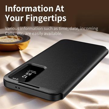 Samsung Galaxy S22+ 5G Smart Clear View Flip etui med kortplads - Sort