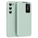 Samsung Galaxy S22+ 5G Smart Clear View Flip etui med kortplads - Lysegrøn