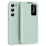 Samsung Galaxy S22+ 5G Smart Clear View Flip etui med kortplads - Lysegrøn
