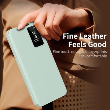 Samsung Galaxy S22+ 5G Smart Clear View Flip etui med kortplads - Lysegrøn