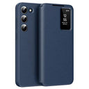Samsung Galaxy S22+ 5G Smart Clear View Flip etui med kortplads - Safir