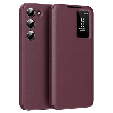 Samsung Galaxy S22+ 5G Smart Clear View Flip etui med kortplads - Vinrød