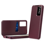 Samsung Galaxy S22+ 5G Smart Clear View Flip etui med kortplads - Vinrød