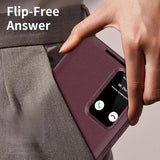 Samsung Galaxy S22+ 5G Smart Clear View Flip etui med kortplads - Vinrød