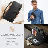 Samsung Galaxy S23 5G Caseme 2-i-1 Multifunktionel Pung - Sort