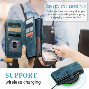 Samsung Galaxy S23 5G Caseme 2-i-1 Multifunktionel Pung - Blå