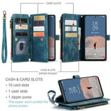 Samsung Galaxy S23 5G Caseme 2-i-1 Multifunktionel Pung - Blå