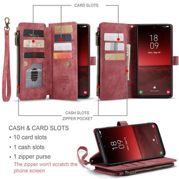 Samsung Galaxy S23 5G Caseme 2-i-1 Multifunktionel Pung - Rød