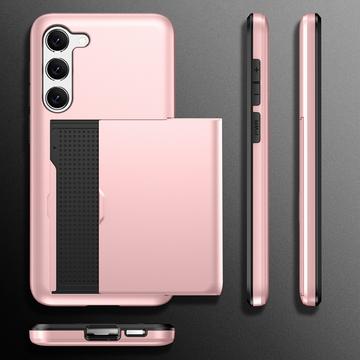 Samsung Galaxy S23 5G Hybrid Cover med Glidende Kortslot - Sort