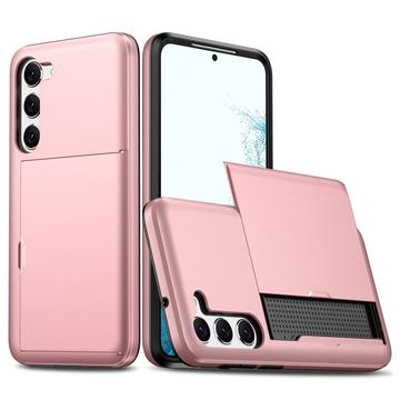 Samsung Galaxy S23 5G Hybrid Cover med Glidende Kortslot - Rødguld