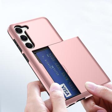 Samsung Galaxy S23 5G Hybrid Cover med Glidende Kortslot - Rødguld