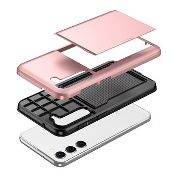 Samsung Galaxy S23 5G Hybrid Cover med Glidende Kortslot - Rødguld