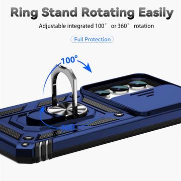Samsung Galaxy S23 5G Roterende Ring Hybrid Cover med Kameraskjold - Blå