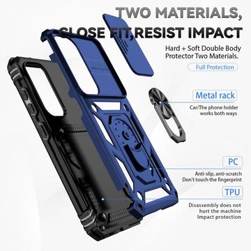 Samsung Galaxy S23 5G Roterende Ring Hybrid Cover med Kameraskjold - Blå