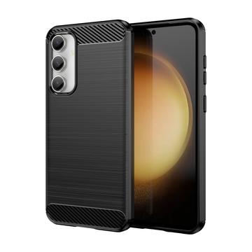 Samsung Galaxy S23 FE Børstet TPU Cover - Karbonfiber - Sort