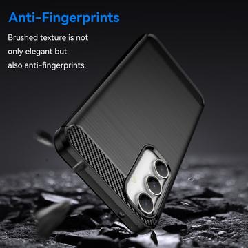Samsung Galaxy S23 FE Børstet TPU Cover - Karbonfiber - Sort