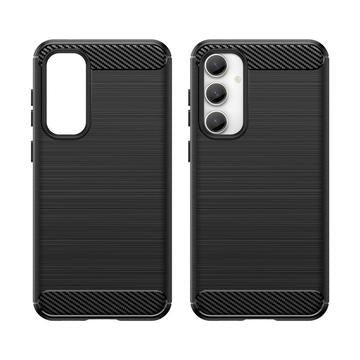 Samsung Galaxy S23 FE Børstet TPU Cover - Karbonfiber - Sort