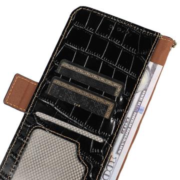Samsung Galaxy S23 FE Crocodile Series Læderpung med RFID - Sort