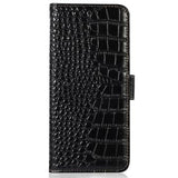 Samsung Galaxy S23 FE Crocodile Series Læderpung med RFID - Sort