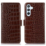 Samsung Galaxy S23 FE Crocodile Series Læderpung med RFID - Brun