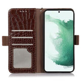 Samsung Galaxy S23 FE Crocodile Series Læderpung med RFID - Brun