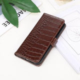 Samsung Galaxy S23 FE Crocodile Series Læderpung med RFID - Brun