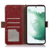 Samsung Galaxy S23 FE Crocodile Series Læderpung med RFID - Rød