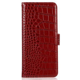 Samsung Galaxy S23 FE Crocodile Series Læderpung med RFID - Rød