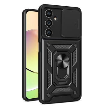Samsung Galaxy S23 FE Roterende Ring Hybrid Cover med Kameraskjold - Sort