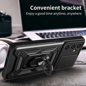 Samsung Galaxy S23 FE Roterende Ring Hybrid Cover med Kameraskjold - Blå