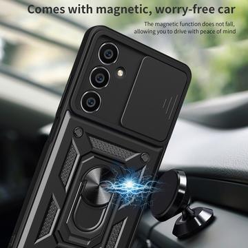 Samsung Galaxy S23 FE Roterende Ring Hybrid Cover med Kameraskjold - Rød