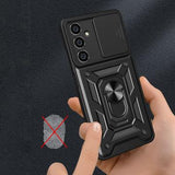 Samsung Galaxy S23 FE Roterende Ring Hybrid Cover med Kameraskjold - Rød