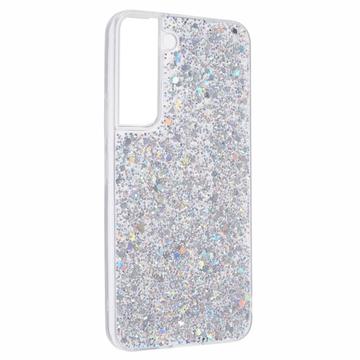 Samsung Galaxy S23 Glitter Flakes TPU Cover - Sølv