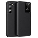 Samsung Galaxy S23 Smart Clear View Flip etui med kortplads - Sort