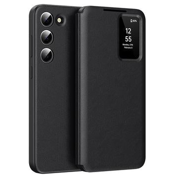 Samsung Galaxy S23 Smart Clear View Flip etui med kortplads - Sort