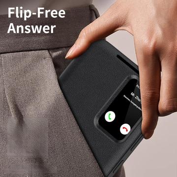 Samsung Galaxy S23 Smart Clear View Flip etui med kortplads - Sort