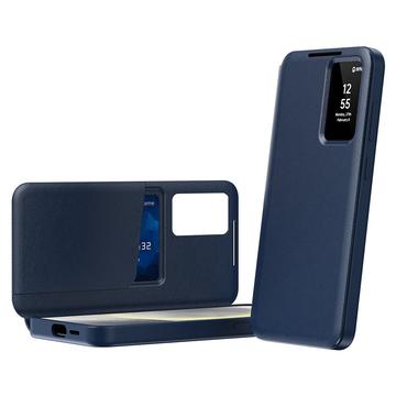 Samsung Galaxy S23 Smart Clear View Flip etui med kortplads - Safir