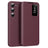 Samsung Galaxy S23 Smart Clear View Flip etui med kortplads - Vinrød