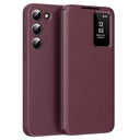 Samsung Galaxy S23 Smart Clear View Flip etui med kortplads - Vinrød